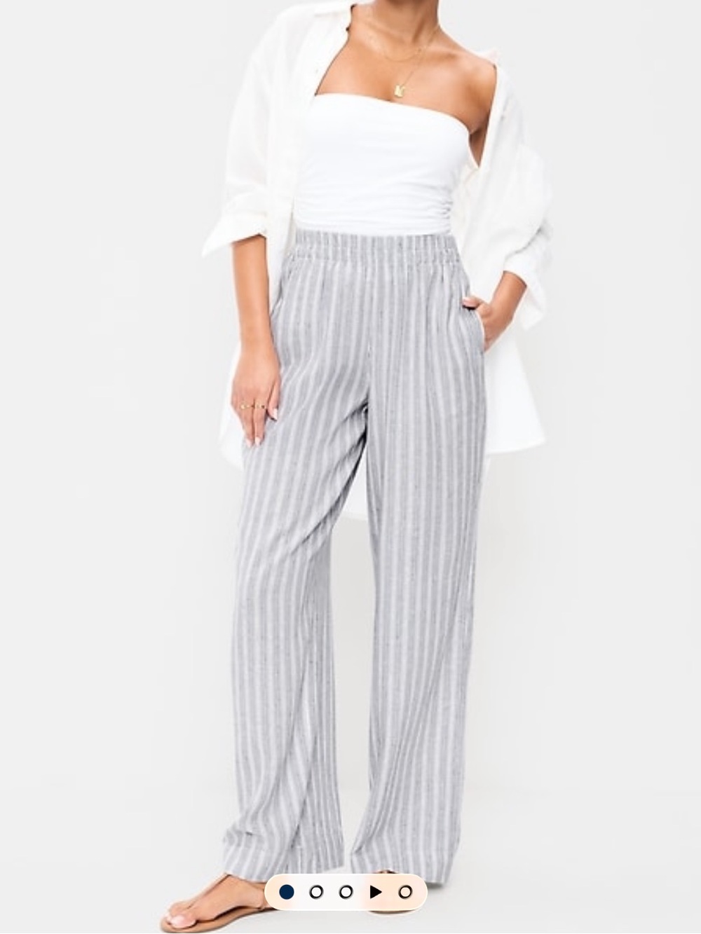 Old Navy Striped Wide-Leg Linen Pants